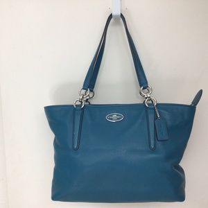 Blue Leather Coach tote